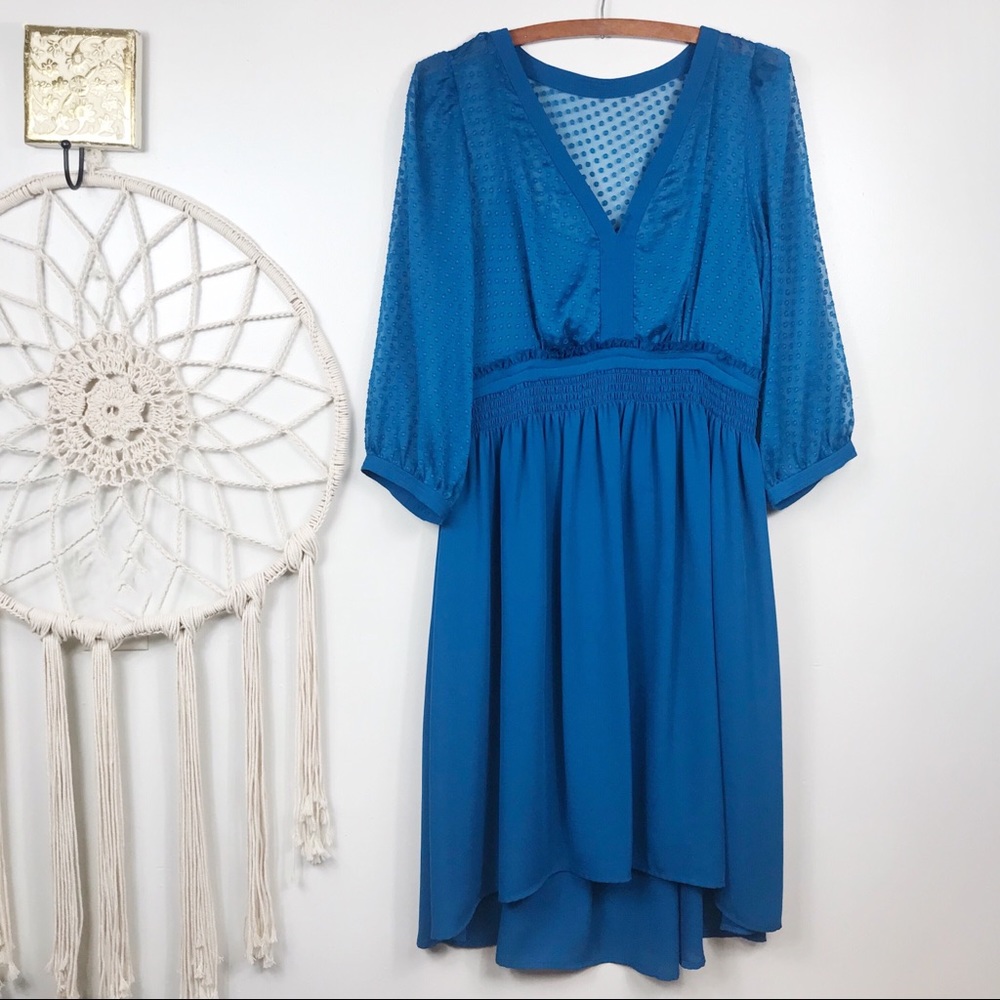 Anthropologie Blue V-Neck Dress